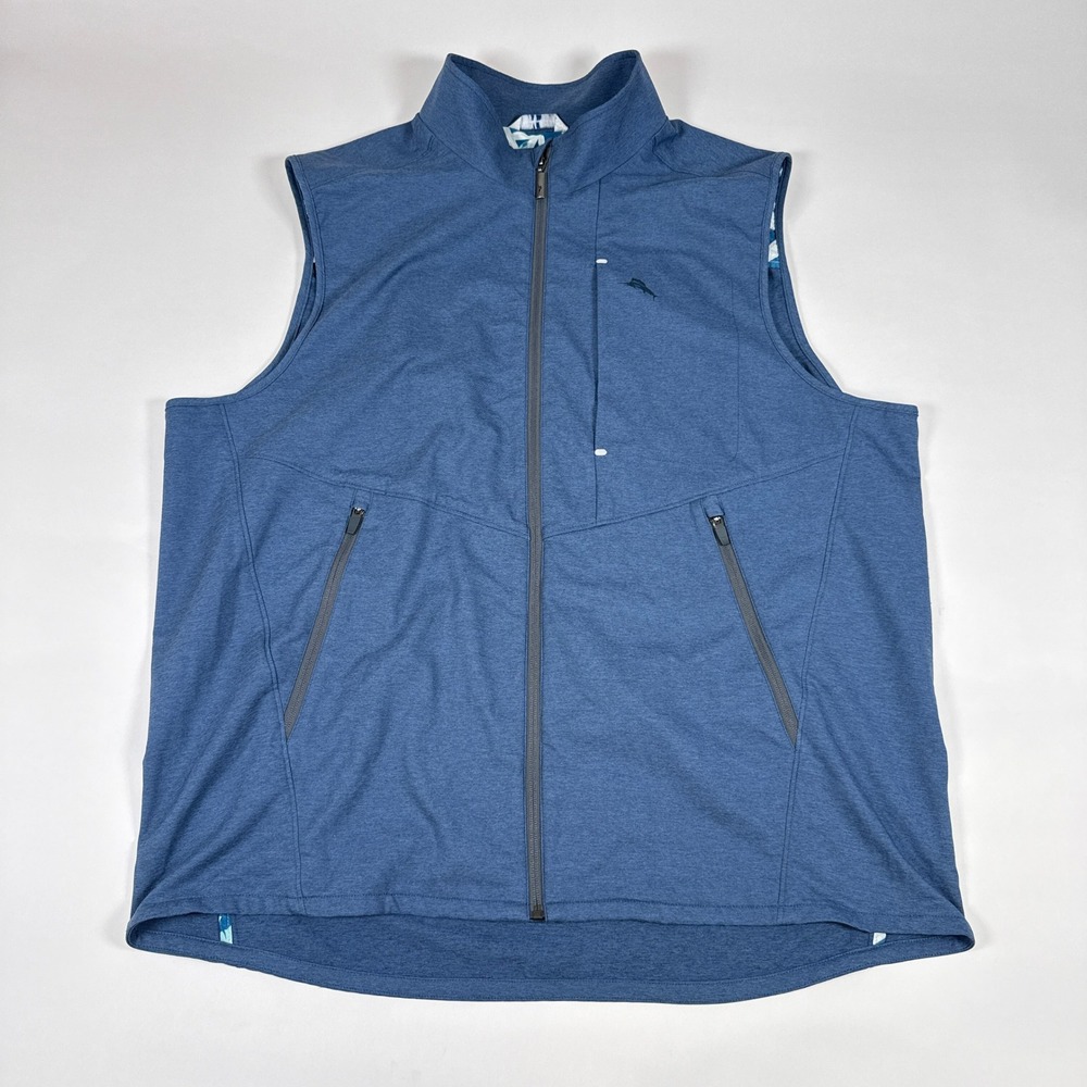 Tommy Bahama Vest Mens XXL Blue Full Zip‎ On Par Performance Coastal Golf